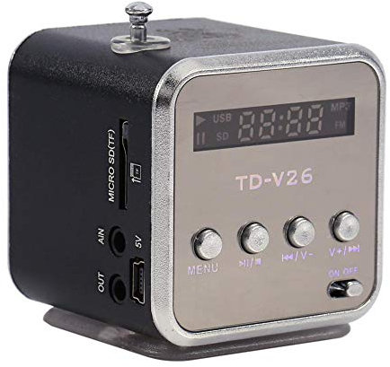 Tihebeyan Portable Music Player Mini Digital Speaker FM Radio Stereo PC Fashion Support TF card and U disk(Black)