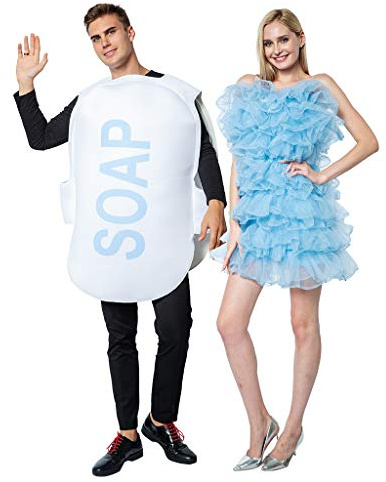 EraSpooky Costume da Unisex Luffa e Sapone Costume da Festa di Halloween Vestito Divertente per Coppia Donne Adulti Uomini