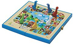 JEUJURA - Coffret Jeu de l'Oie en Bois- Jeu de Société 3 Ans - 66350 | Pions en Bois - Jeu de Société Familial - Coffret de Voyage Compact et Pliant - L'Arbre à Jouer