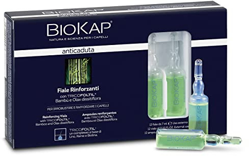 BIOS LINE BioKap Anticaduta, Fiale Rinforzanti, Aiuta a Contrastare L'Eccessiva Caduta e i Problemi Di Fragilità Capillare, 12 Fiale