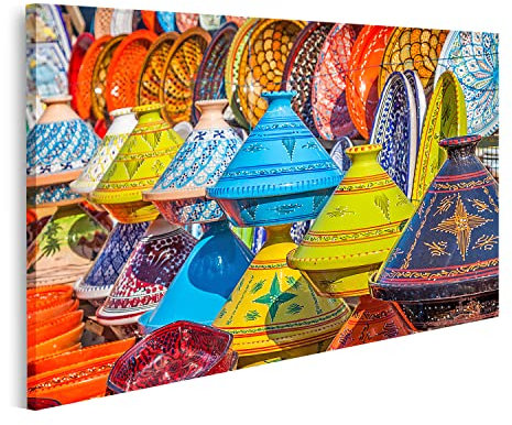 islandburner Cuadro sobre lienzo Tajine en el mercado de Marrakech Marruecos Cuadros Impresos Mural Decoración de Pared