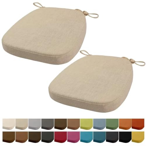 Orumrud 40x38x33CM(3CM Dicke) Stuhlkissen, Gartenstuhl Sitzkissen, Esszimmerstuhl Sitzkissen, waschbar, mit Reißverschluss, Riemen, rutschfestes Sitzkissen für Gartenstuhl (Beige 2 Stück)