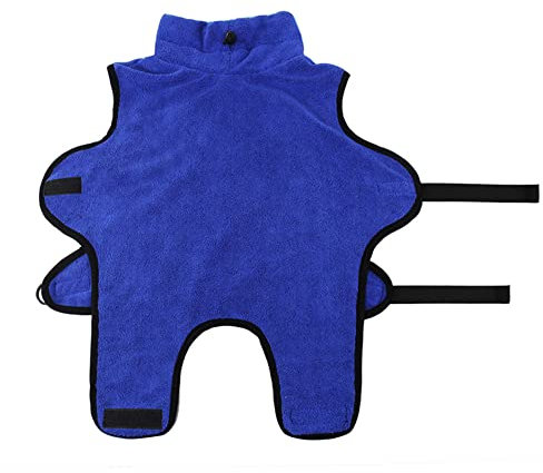 YAOTT Haustier Hunde Bademantel,Hundebademantel aus Mikrofaser,Saugfähiger Hundehandtuch Welpen Badetuch Schnelltrocknendes Haustierhandtuch Warme Decke für Kleine Mittlere Große Hunde Katzen Blau L