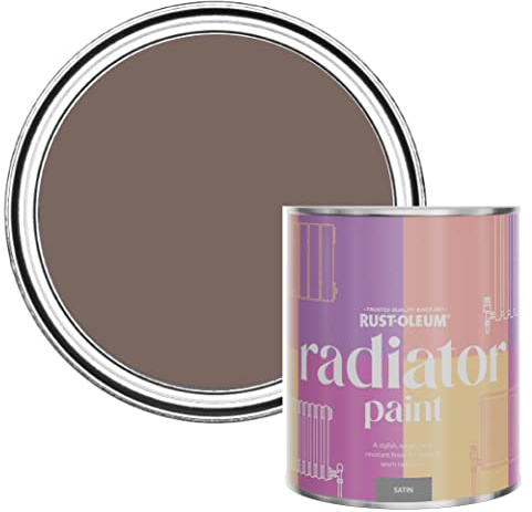 Rust-Oleum, braun Heizkörperfarbe, hitzebeständig, geruchsarm in Seidenglanz Finish - Flussufer 750ML
