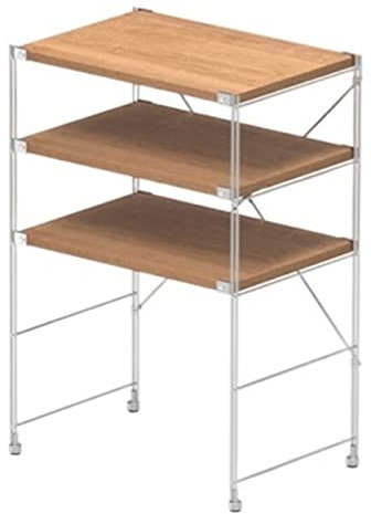 KIRANDY Mehrschichtiger Aufbewahrungsschrank, Massivholz + Edelstahlregal Vitrine for Wohnzimmer Schlafzimmer (Farbe : Cherry Wood L60 H86 W40cm)