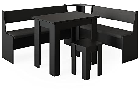 Vicco Eckbankgruppe Roman, Schwarz, 180 x 150 cm