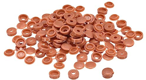 sourcing map 100Pcs 3mm Hinged Screw Cover Caps Plastic Fold Screw Snap Covers Washer Flip Screw Protection Cover for M1 M2 M3 Screws, Red Brown