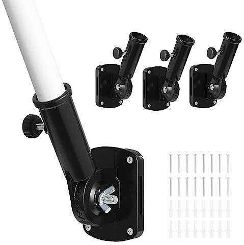 Coolty 4PCS Flag Pole Holder Multi-Position Flag Pole Mounting Bracket Adjustable Aluminum Alloy Flagpole Holder Bracket, 1 Inner Diameter(Black)