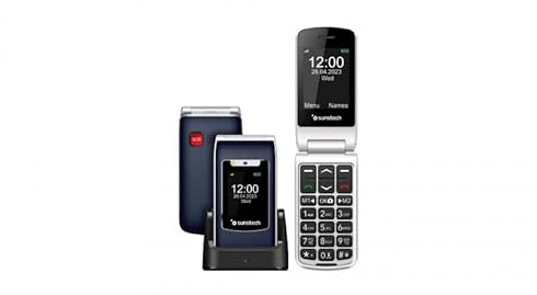 Sunstech CELT23, Teléfono Móvil para Mayores, fácil de Usar con Tapa, Teclas Grandes, Botón SOS, Pantalla de 2,4 Pulgadas, Llamada Rápida, Sonido Fuerte, Radio FM, 1100mAh Batería, Fácil Uso, Azul