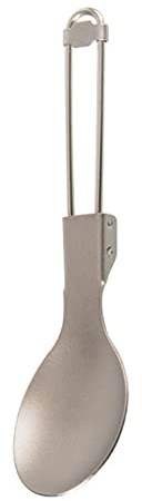 Titanium Folding Spoon Spork Fork Outdoor Tableware Cookware Folded Flatware, for Travel/Camping in Easy (Spoon)
