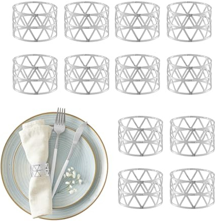 Relaxdays Serviettenringe, 12er Set, geometrisch, HxD: 3x4,5 cm, Serviettenhalter, Papier- und Stoffservietten, Farbwahl | Serviettenhalter, Papier- und Stoffservietten