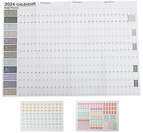 Chinesischer Mondkalender, Monatskalender, Jahresplankalender 2024, Tagesplaner, Wandkalender, Poster for Aufhängen, horizontal, 12 Monate, jährlicher Wandplaner, To-Do-Listenblock for Zuhause, Büro,