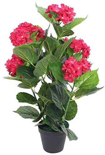 ZEYUAN Künstliche Hortensie mit Topf 60 cm Rot, Künstliche Pflanzen Deko, Kunstpflanzen Wie Echt, Künstliche Zimmerpflanzen, Pflanzen Deko, Artificial Pflanzen