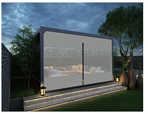 wasserdichte Pergola-Seitenteile Mit Reißverschluss, Wasserdichter Vorhang Für Die Terrasse Im Freien, 3 Seitliche Ösen, Transparente Wetterfeste Planenabdeckung Für Pavillons (4,5 X 2,4 M/14,8 X 7,9
