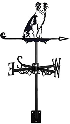 Windfahne, Wetterfahne, Hundeornament, Dachmontage, Richtungsanzeiger, Dekorationszubehör for Bauernhof, Hof, Kuppel, Pfosten, Scheunen, Schuppen, Gärten, Dackel/Chihuahua(Border Collie)