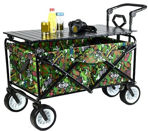 Chariot de Plage Chariot de Jardin Wagon Utilitaire Pliant Extérieur Wagon Pliant Chariot De Jardin Utilitaire Avec Chariot De Camping De Table Sur Roues Chariot de Transport Chariot Pliable(A)