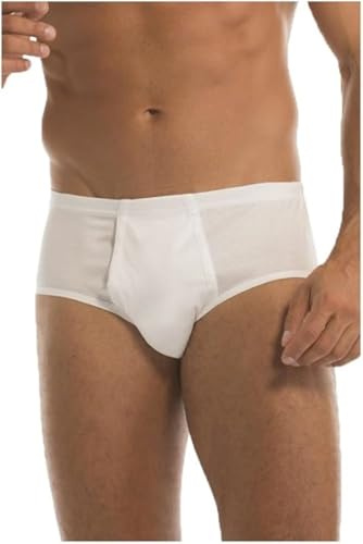 Generico Set 3 Mutande Classiche Uomo con Apertura Davanti a Costine in 100% Cotone Made in Italy Slip Uomo Cotone Vita Alta Bianco Aperte Davanti Mutanda (IT, Testo, L, Regular, Regular, Bianco)