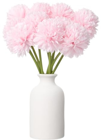 sourcing map 10pcs Artificial Chrysanthemum Ball Flowers Faux Chrysanthemum Flowers Bouquet Silk Fake Mum Flower for Home Garden Wedding Party Decoration, Light Pink