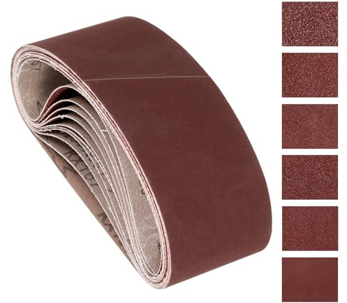 Kozelo 12 Pcs Sanding Belts 100mm x 610mm 40/80/120/150/240/400 Grit | Aluminum Oxide Abrasive Belt Sander Paper for Belt Sander Metal Grinding Wood Working and Weld Rust Removal