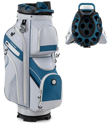 COSTWAY Golfbag, Golf Cart Bag mit 14er Unterteilung & Tragegurt,Marineblau
