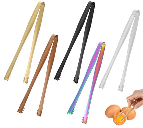 5 Stück Zuckerzange Mini Zangen Candybar Eiswürfelzange Klein Edelstahl Candy Bar Zubehör Gebäckzange zum Entfernen von Eierschalenfragmenten Eiszange Buffetzange Egg Chalazza Remover
