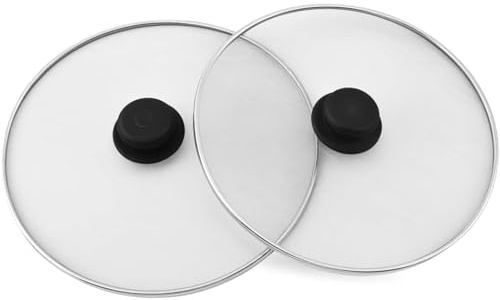 PARENCE - Lot de 2 couvercles de poêle en acier inoxydable anti-éclaboussures 29 CM/Couvercle pour poêle en acier maillé anti éclaboussures (type passoire pour la vapeur)
