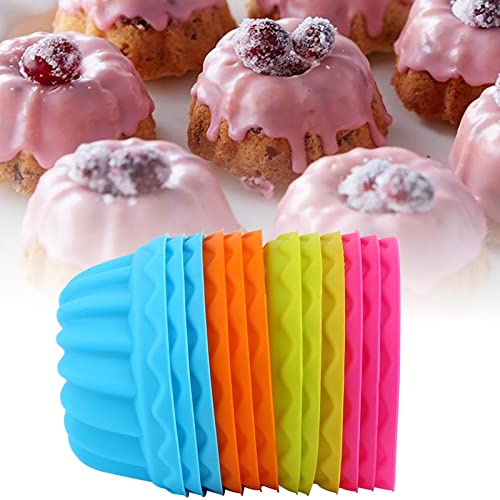 Itonash Moldes de Muffins de Silicona de 12 Piezas, Tazas de Hornear Antiadherentes de Grado Alimenticio de Grado Alimento, Calefacción y Resistente Al Frío para la Tarta de Huevo de