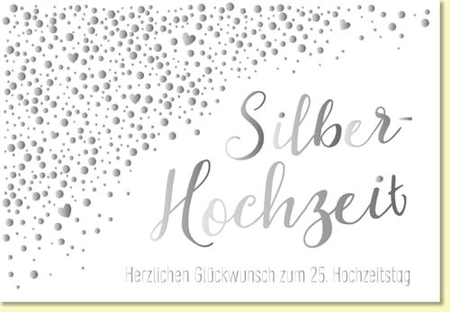 Gutsch Verlag Glückwunschkarte Silberhochzeit mit Herzmotiv und modernem Design elegante Doppelkarte zur Silbernen Hochzeit 25 Jahre Jubiläum Hochzeitskarte - mit Umschlag