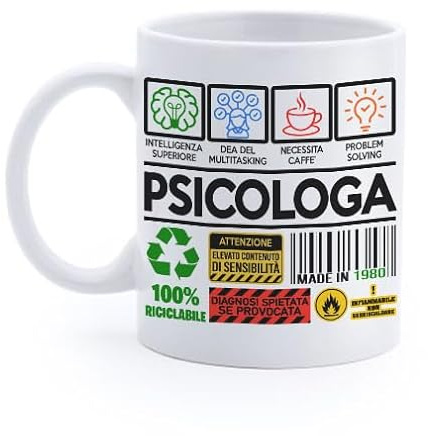 Gattablu Tazza mug 11oz Psicologa, Scheda Divertente, Personalizzabile con Data di Nascita! Regalo Laurea psicologia!