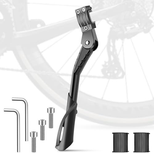 Fahrradständer 24-29 Zoll, Universal Einstellbare Höhenverstellbarer Aluminium Fahrrad Seitenständer, Stabil Rutschfest Hinterrad Unterstützung Kickstand für Mountainbike Rennrad E-Bike Trekkingrad