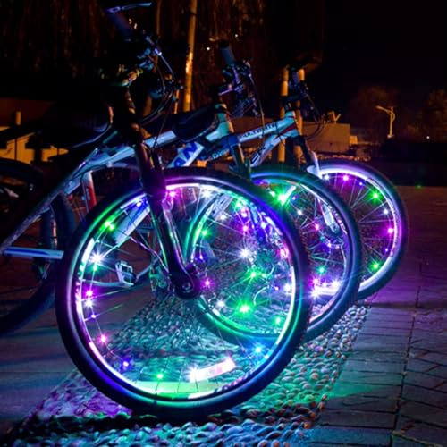 Nordreach 2 Packungen LED-Fahrradlicht, mehrfarbig, Neon-Reifen, Blitzlampe, Nachtfahrrad-Zubehör mit Fernbedienung und 3 Blitzmodi, Outdoor für Erwachsene und Kinder bei Nacht