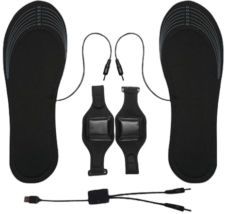 Semelles Chauffantes Électriques – Semelles Thermiques Découpables | Inserts Chauffants USB Rechargeables, Respirants avec Batterie Lithium 8000mAh Et Pochette De Batterie – pour Chaussures Hiver