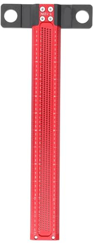 Lochmarkierungs T Lineal Aluminiumlegierung, Verschleißfestes Präzises Loch T Scriber Lineal, Rot & Schwarz - Hochgenau, Rostfrei, Für Holzarbeiten und Dekorationsdesign (30,5 cm / 12 Zoll)