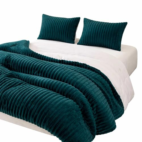 Winterdecke gesteppt schwer - 203x229 cm - Dunkelgruen - Steppdecke warm aus Polyester - Maschinenwaschbare Ganzjahresdecke einfarbig - für Schlafzimmer im modernen und ländlichen Stil
