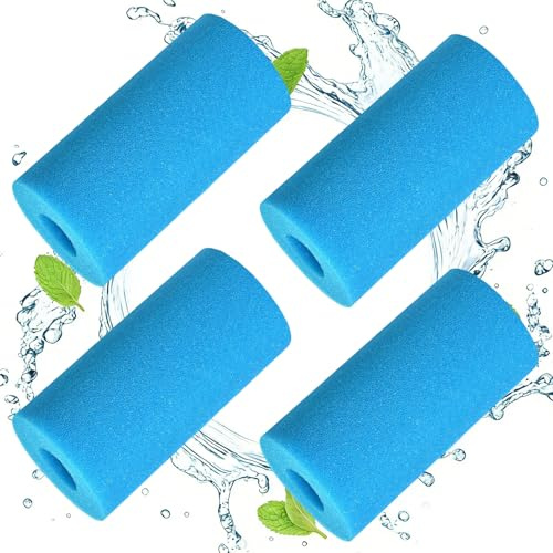 EKKONG Schaum Pool Filter, 4 Stück Pool Schaumstofffilter, Schwammfilter Pool, Filterschwamm Typ A, S1 Filterschwamm Kartuschen, Hochelastisch und Wiederverwendbar, für Schwimmbäder, Spas (10×20cm)