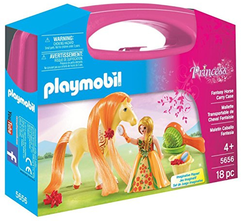 PLAYMOBIL Princess 5656 Carrying Case Kämmbares Pferd, Großer Spielkoffer, ab 4 Jahren