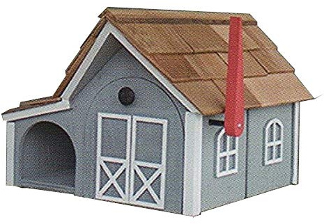 Dutch Barn Style Wooden News Mailbox Light Gray w/White Trim Amish Made in USA