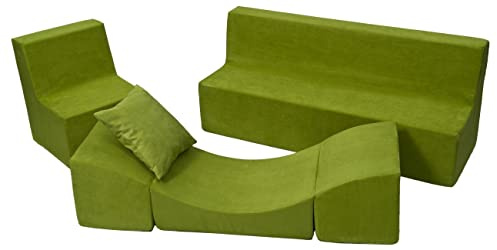 Conjunto de muebles para ninos: sillón+sofá+sofá cama relajante (color: verde)
