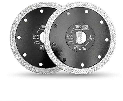 DT-DIATOOL Diamant Trennscheibe 2 Stücke 125 mm Sägeblatt mit X Mesh Turbo für Porzellan Fliesen Marmor Keramik Granit