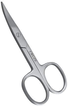 CRUZE Curved Nail Scissors 9 cm Stainless Steel, Precision Cuticle Trimmer for Thick Ingrown Nails & Hangnails, Left & Right Handed Ergonomic Grip