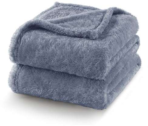Exclusivo Mezcla Kuscheldecke Flauschig, Plüsche Fleecedecke, Dicke Decke | Superweiche Sofadecke, Kuschelige Tagedecke als Überwurfdecke, für Ganzjahreszeit, Waschmaschine, 130 x 170 CM, Steinblau