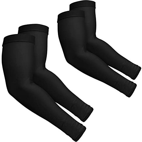 Ruiuzioong Armwärmer Sleeves Ärmlinge Arm Ärmel rutschfest UV Sonnenschutz Armstulpen für Damen Herren Radsport Wandern Laufen Golf Basketball Fahren im Freien Sport (2 Paar Schwarz)