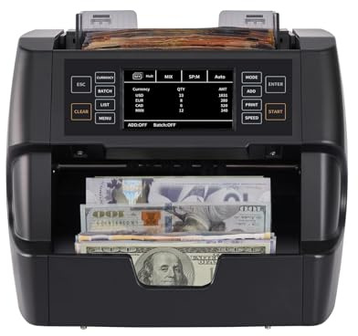 NUCOUN VC-3 Money Counter Machine Mixed Denomination, Value Counting, CIS/UV/IR/MG/MT Counterfeit Detection, USD/Euro/CAD/MXN, Printer Enabled Bill Cash Counter for Business