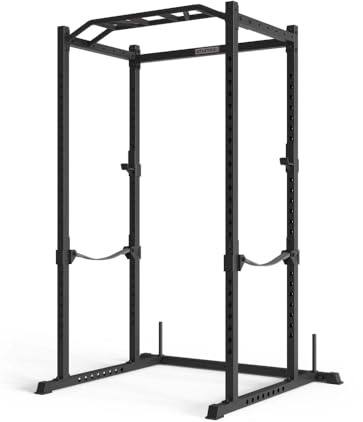 ATLETICA R5 Base Power Rack | Storlek: 213cm | Squat Rack Basic Cage för Grundläggande övningar | Multi-Grip Pull-Up Bar, Säkerhetsremmar, J-Krokar & Viktnålar