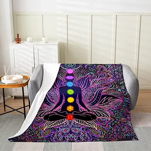Kuscheldecke 150x200 Yoga-Erwachsene, Flanell Fleecedecke Weiche und Warme Decke 3D Yoga-Erwachsene, als Sofadecke Wohndecke Tagesdecke Wolldecken, für Kinder Erwachsene