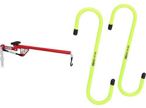 KS Tools 700.1495 Universal-Achshebel mit Kette, 960mm & 150.1935 Universal-Haken-Satz, Formbar, 2-teilig
