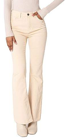 Nina Carter J221 Pantaloni da donna a vita alta bootcut stretch in velluto a coste vellutato stile vintage a zampa corduroy, M
