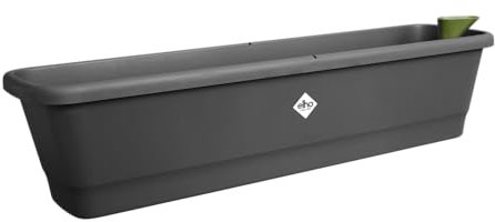 elho noa balkonkasten XL - Übertopf für Balkon mit Wasserreservoir - 100% Recyceltem Plastik - Schwarz/Living Schwarz