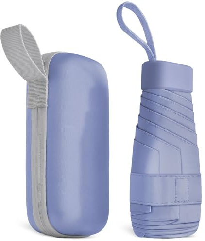 Aolso Mini Ombrello, Ombrello pioggia pieghevole da Viaggio, Ombrello da Tasca, Ombrello Ultraleggero Portatile, Mini Ombrello da Viaggio, UPF>50+ Ombrello da Sole/Pioggia Viola