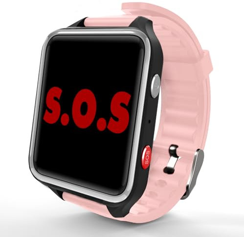 CPR Guardian One Touch - Alarma SOS para ancianos - Botón de llamada de emergencia para ancianos con llamadas de 2 vías - Botón SOS, teléfono, reloj - Sin aplicación, sin GPS (rosa)